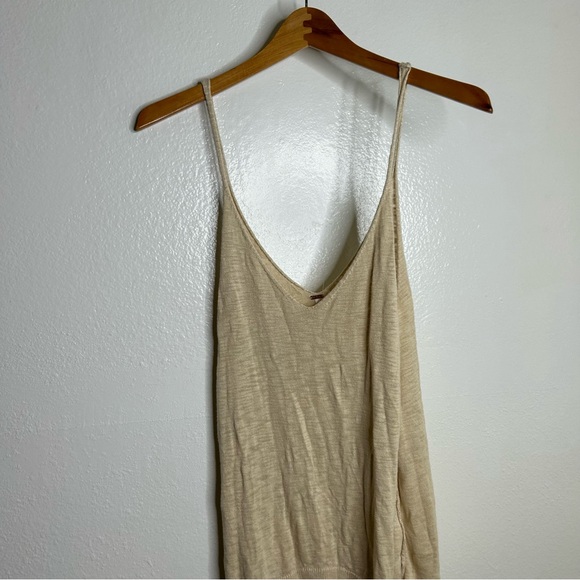 Free People Knit Cotton Viscose Neutral Long Tunic Tank Top Size Small - Picture 3 of 13
